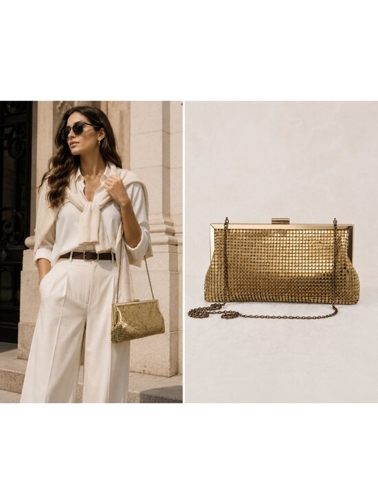 La Regale Handbags - Vintage La Regale Gold Metal Mesh Evening Bag Chain Shoulder Clutch Purse